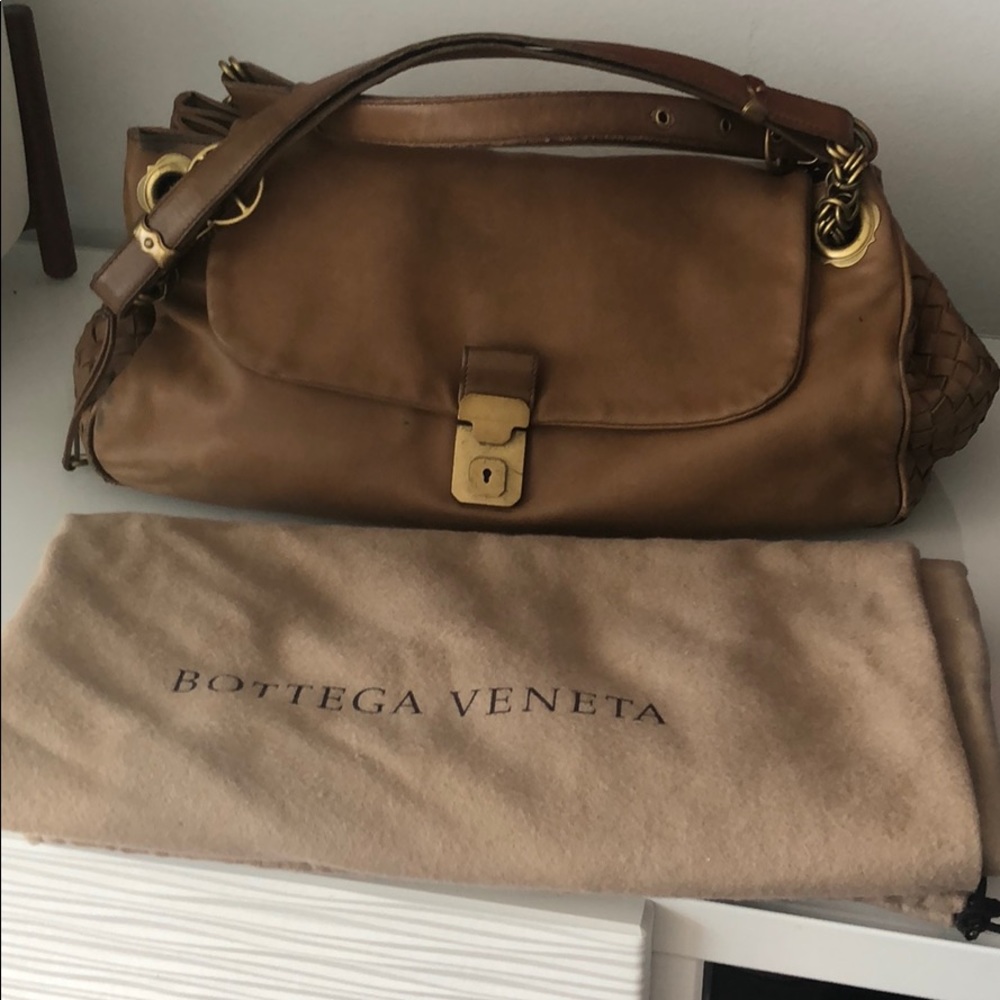 Bottega Veneta brown leather satchel shoulder bag